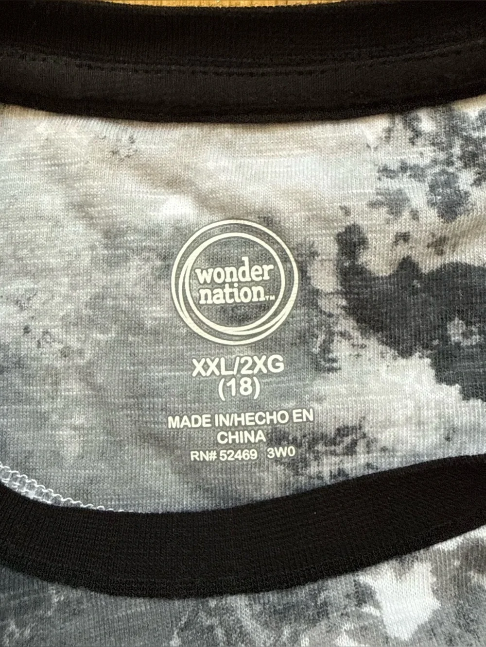 4/$25 Wonder Nation Tie Dye T-Shirt Big Boys Size XXL 18 Black White Crewneck
